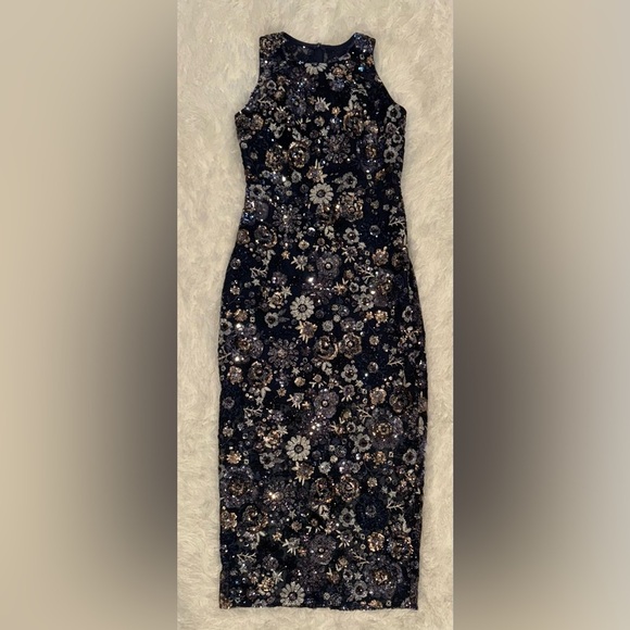NWOT Dress The Population Helena Sequins Floral Mesh Sleeveless Dress sz S - Picture 3 of 8